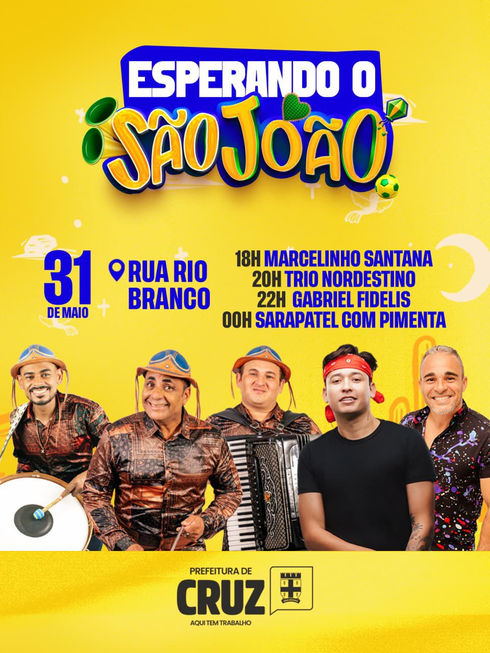 Confira as atrações do Esperando o São João; festa acontece dia 31 na Rua Rio Branco